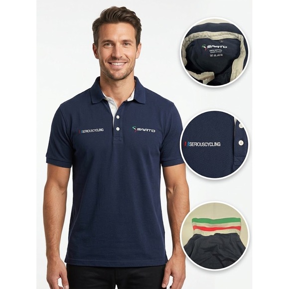 Sarto Other - Sarto Serious Cycling Polo Shirt Mens M / L Blue Made In Italy Bike Road Core
